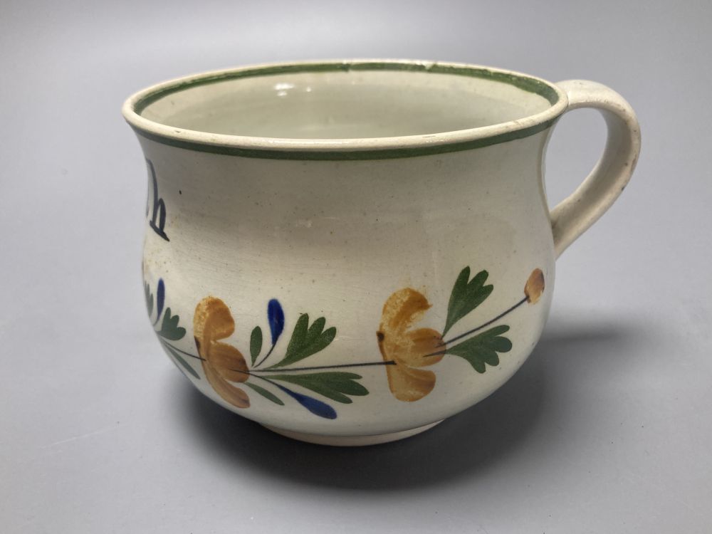 An unusual late 18th century child-size Yorkshire pearlware chamberpot, 11.5cm diameter